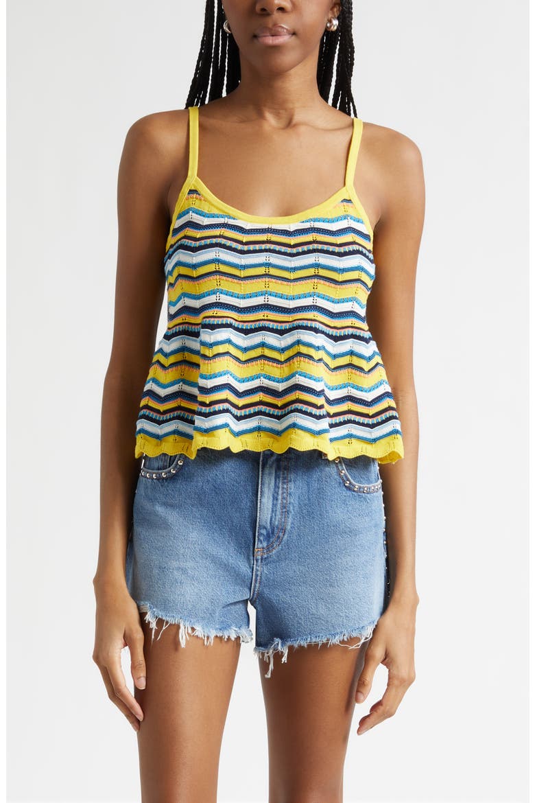 Cecelia Pointelle Knit Tank, Main, color, SUNSHINE CHEVRON