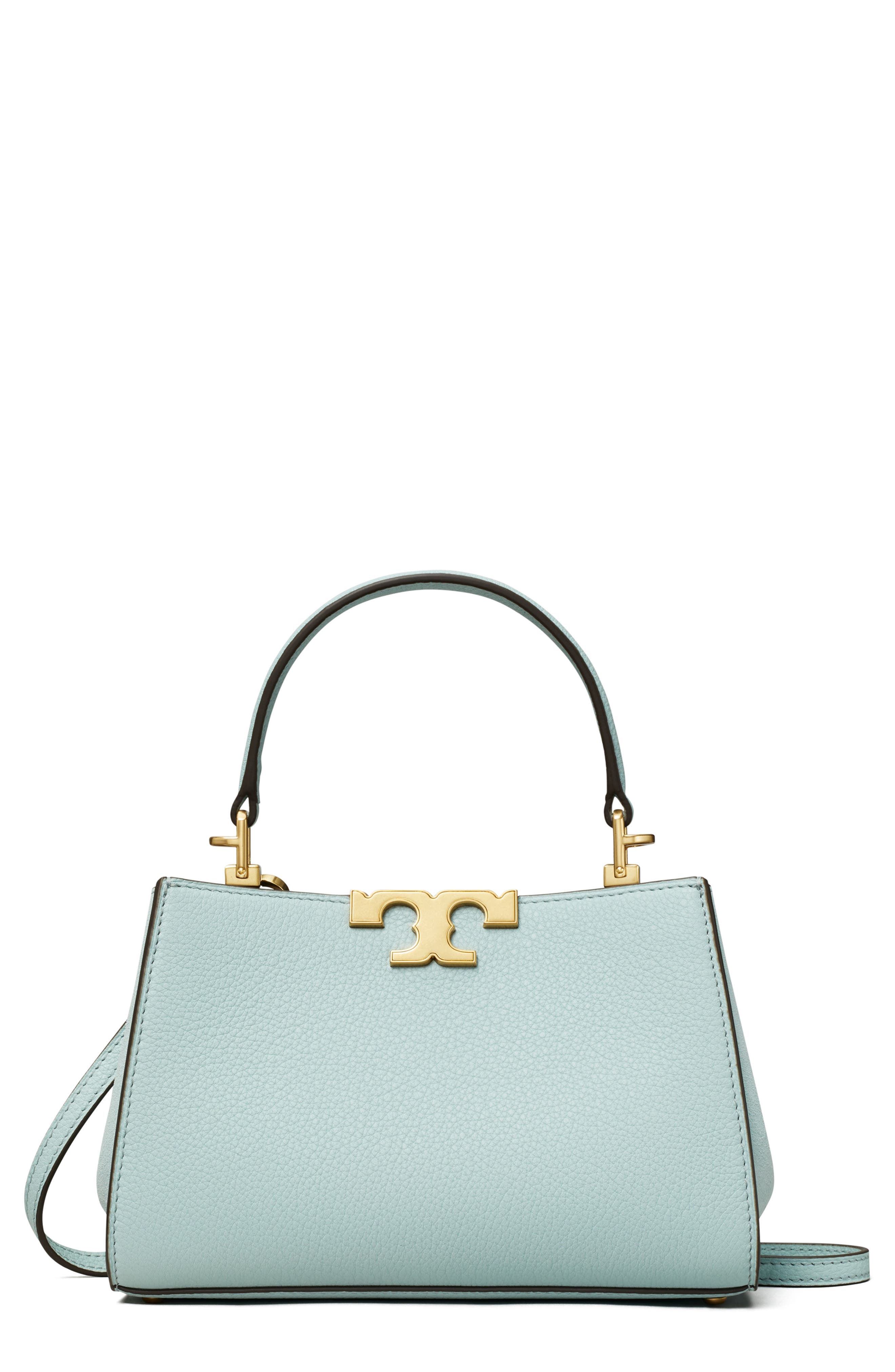 Tory Burch Mini Eleanor Pebble Leather Satchel, Main, color, Sky