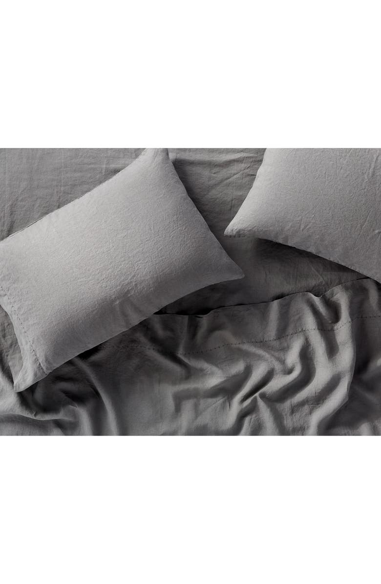 Coyuchi Relaxed Organic Linen Sheet Set, Alternate, color, Slate