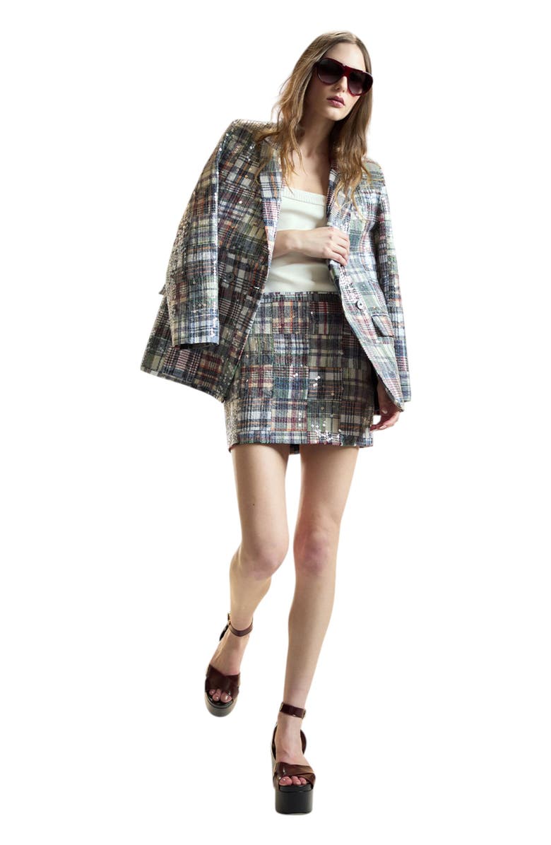 Cynthia Rowley Marisol Madras Sequin Blazer, Alternate, color, 