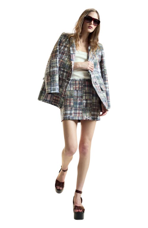 Cynthia Rowley Marisol Madras Sequin Blazer In Multi