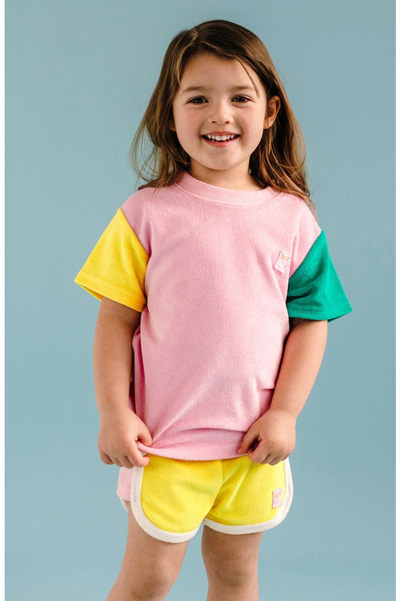Kids' Color-blocked Terry Tee, Alternate, color, PINK
