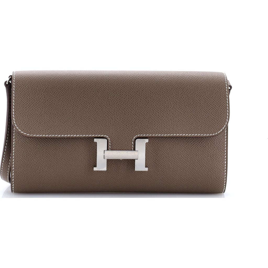 Pre-owned Hermes Hermes Constance To Go Wallet Epsom In Brown