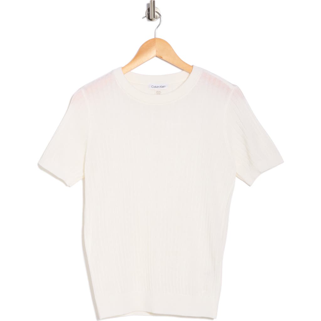 Calvin Klein Rib Short Sleeve Sweater In Multi