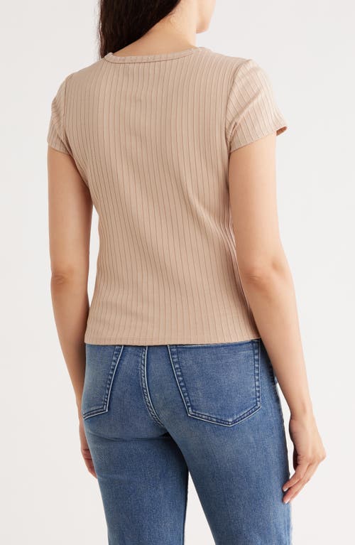 Cyrus Crewneck Cap Sleeve Rib Top In Neutral