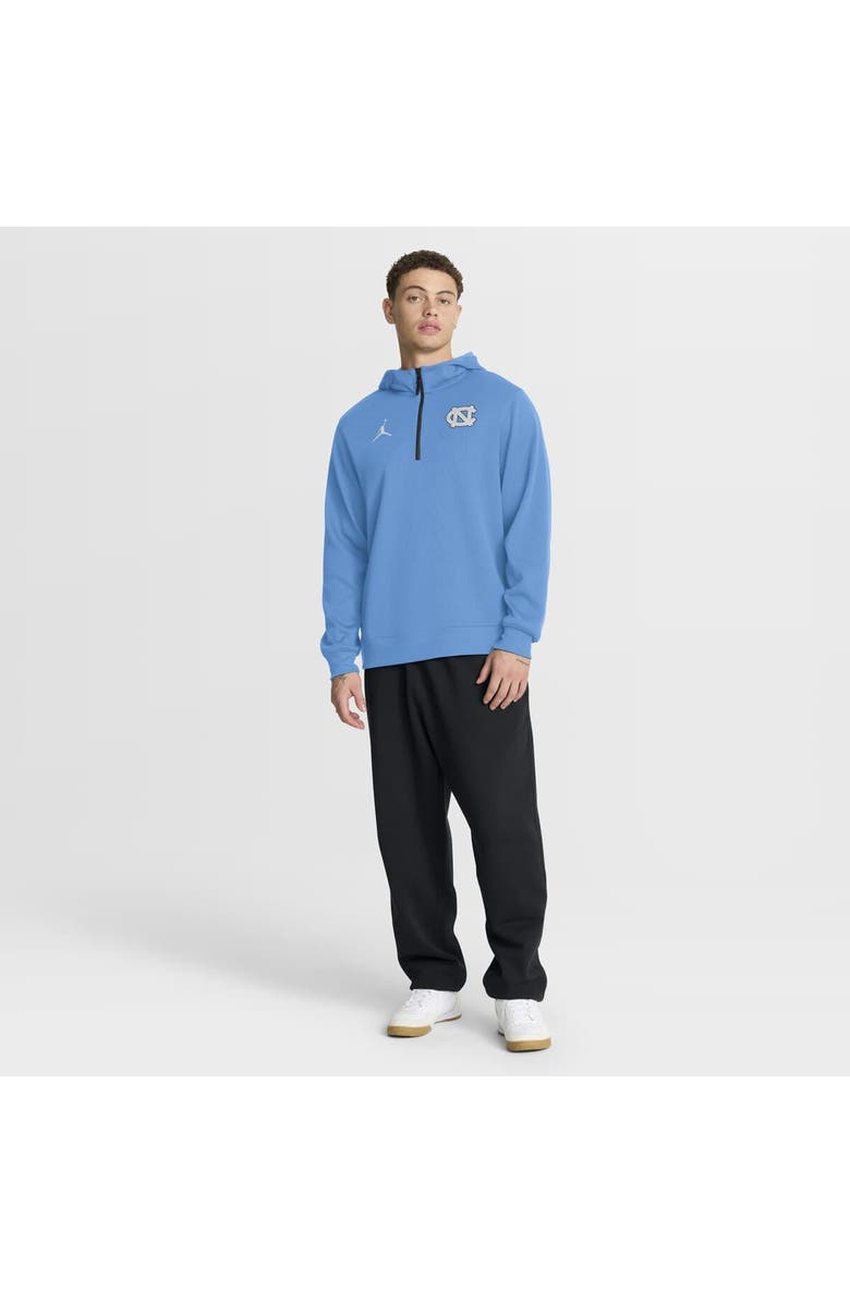 Jordan Brand Men's Jordan Brand Carolina Blue North Carolina Tar Heels 2025 Coaches Premium Dri-FIT Quarter-Zip Hoodie, Alternate, color, Light Blue
