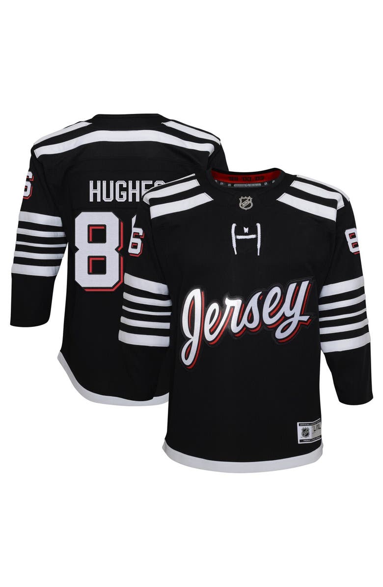 Outerstuff Youth Jack Hughes Black New Jersey Devils Alternate Premier Player Jersey, Alternate, color, Black