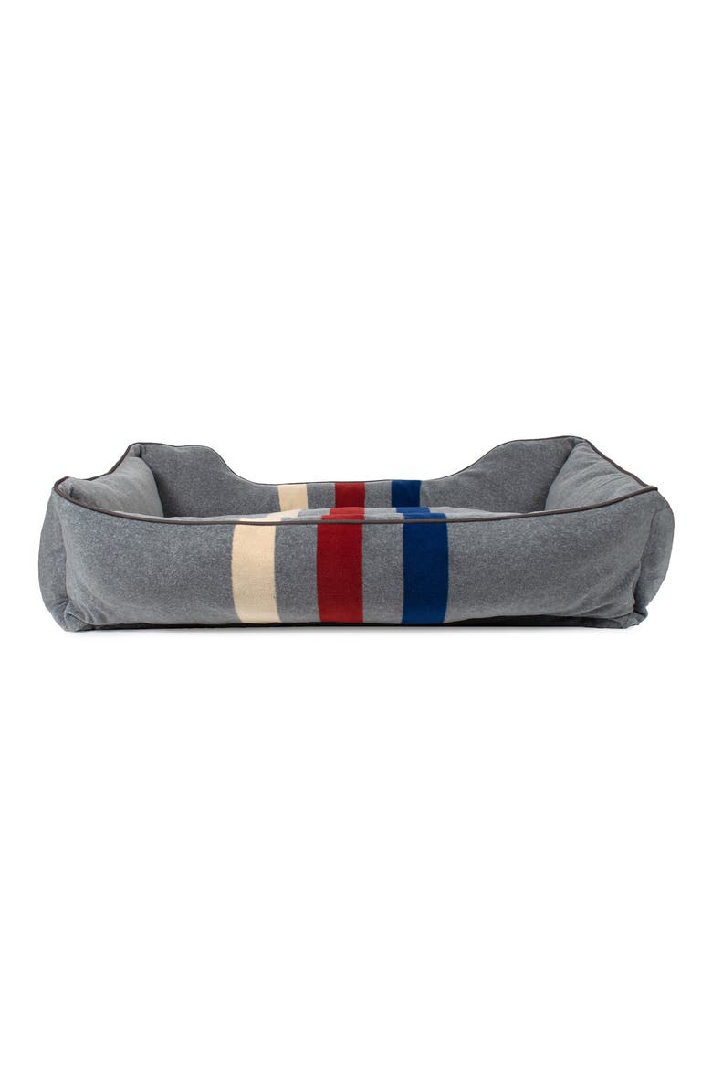 Fleece Kuddler Dog Bed, Alternate, color, CABIN STRIPE GRAY