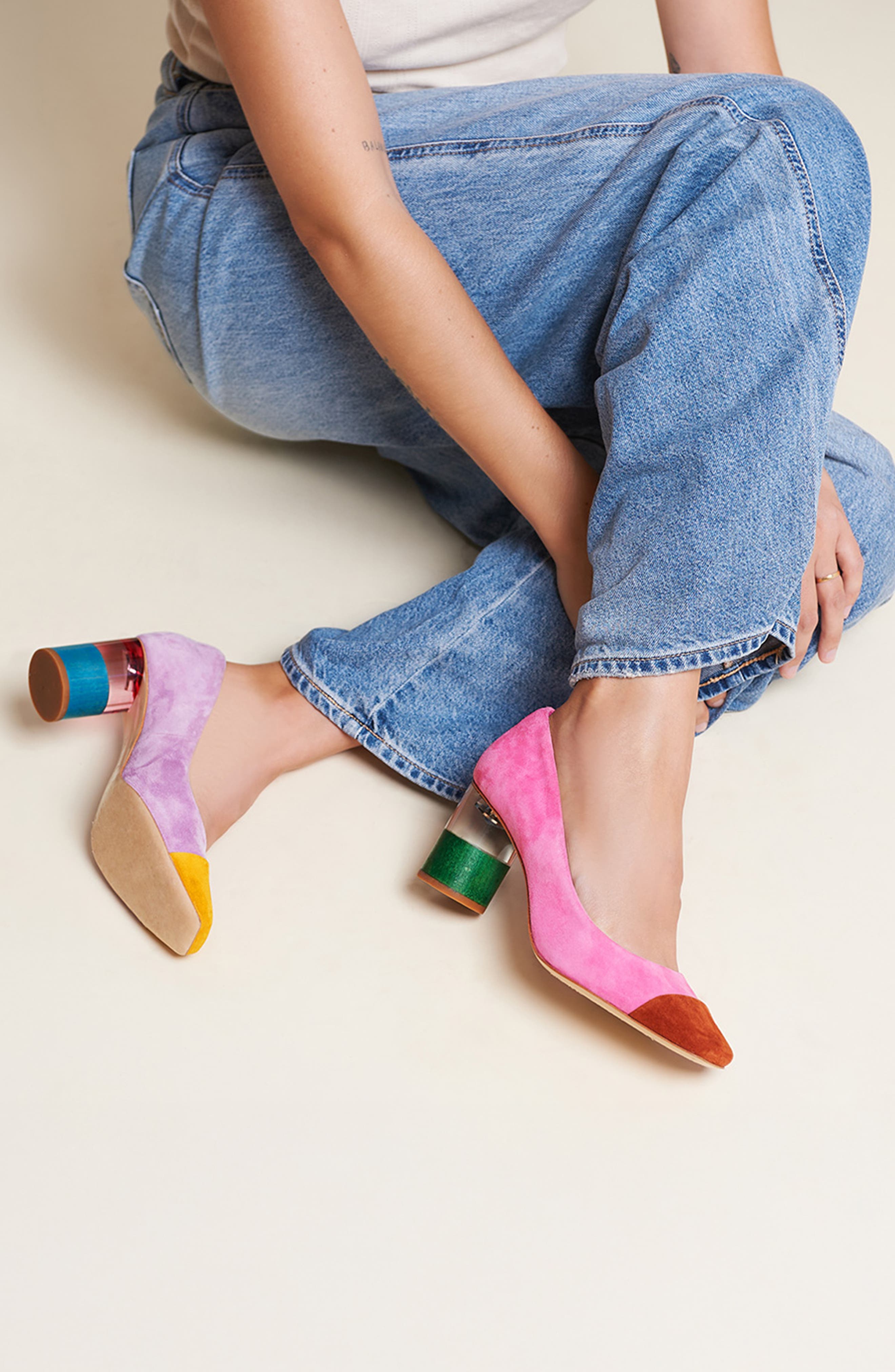 Risa Mismatch Cap Toe Pump, Alternate, color, Nassau