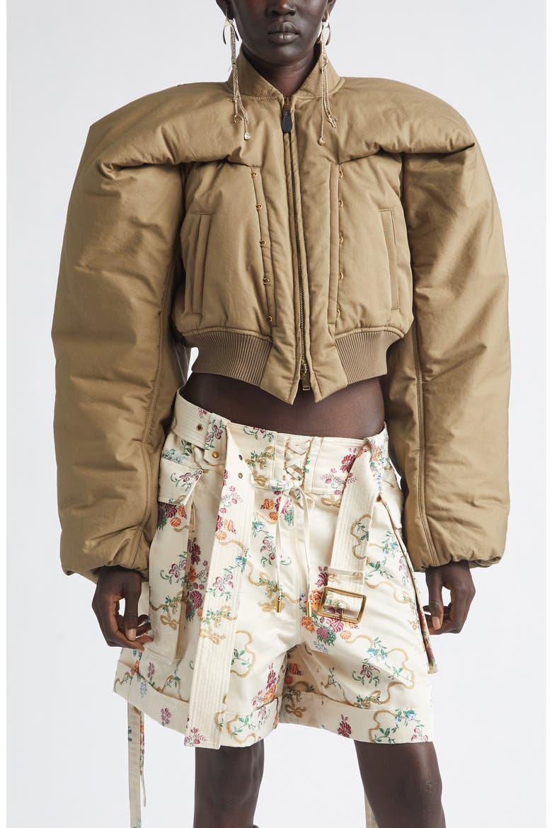 Crop Bomber Jacket, Main, color, KHAKI