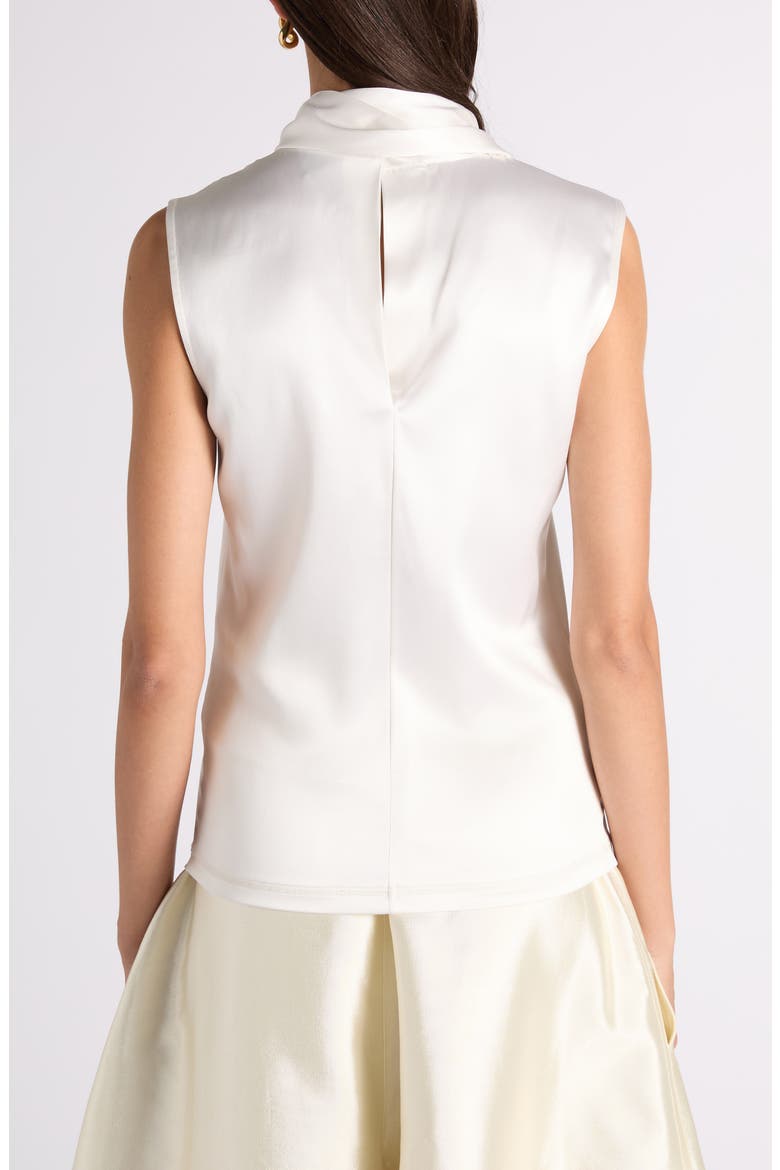 Scarf Detail Stretch Silk Satin Top, Alternate, color, 9000 WHITE