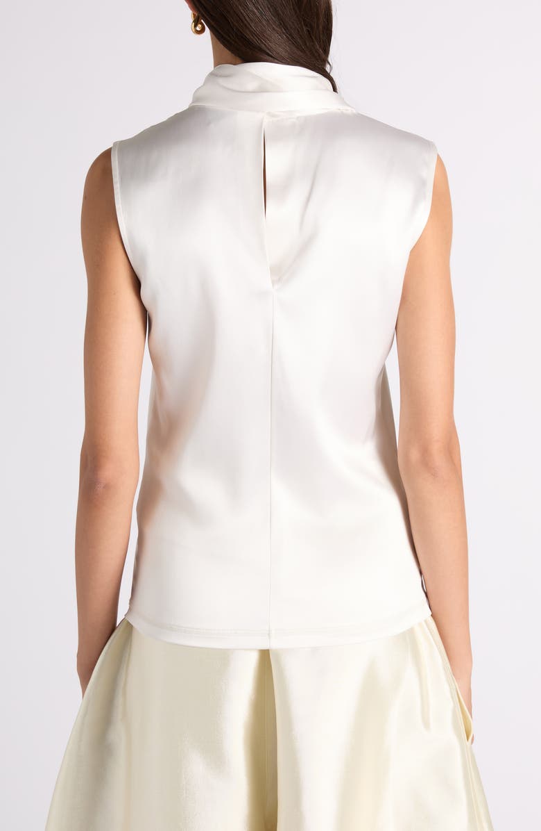 Bottega Veneta Scarf Detail Stretch Silk Satin Top, Alternate, color, 9000 White