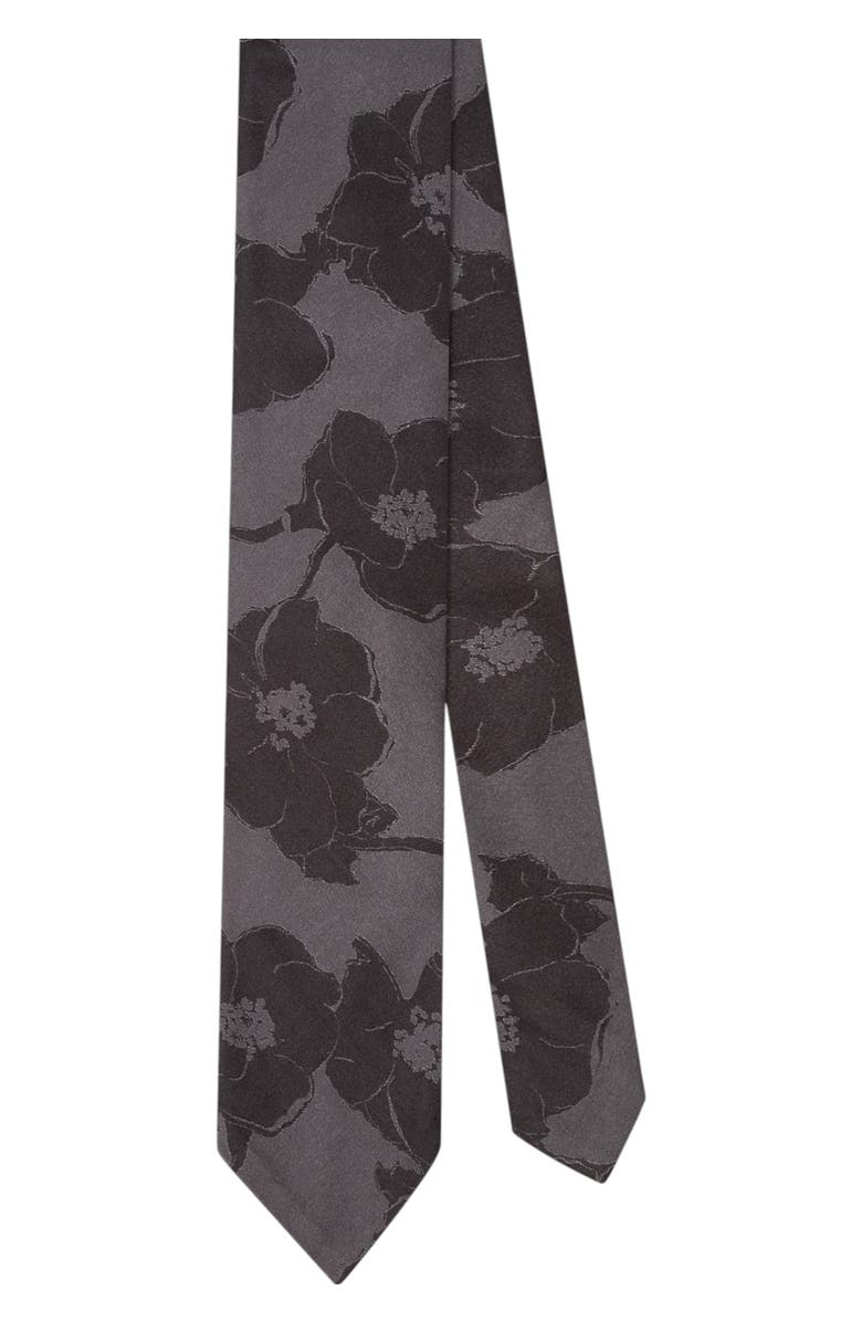 Robert Talbott Duvall Large Floral Jacquard Unlined Necktie, Main, color, Gray