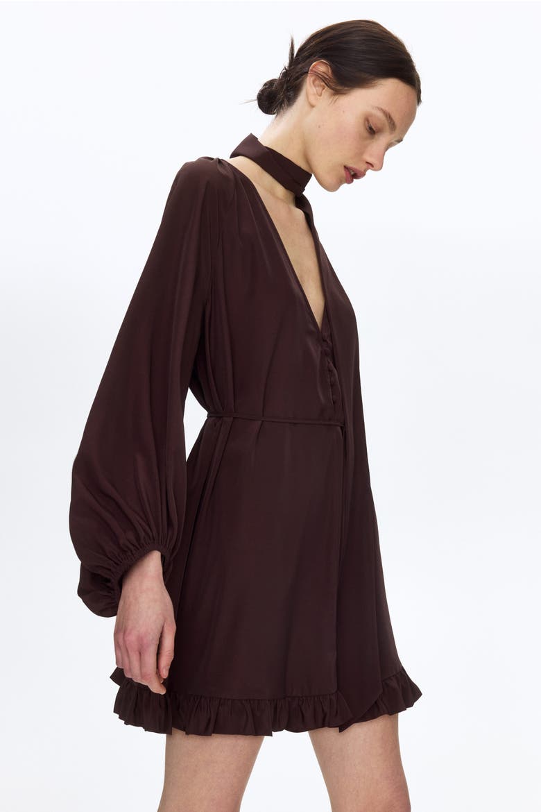 Scarf-detail Dress, Alternate, color, Dark brown