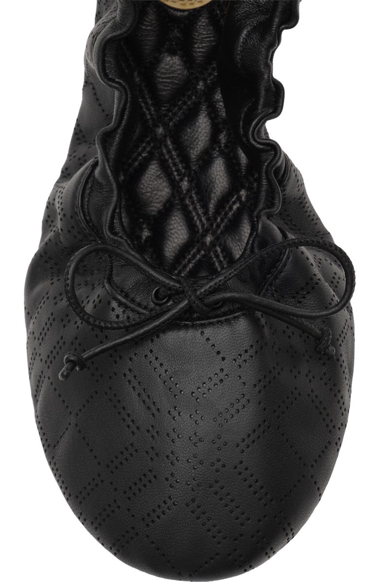 Burberry Check Leather Fawn Ballerinas, Alternate, color, Black