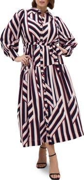 City Chic Timeless Stripe Long Sleeve Dress