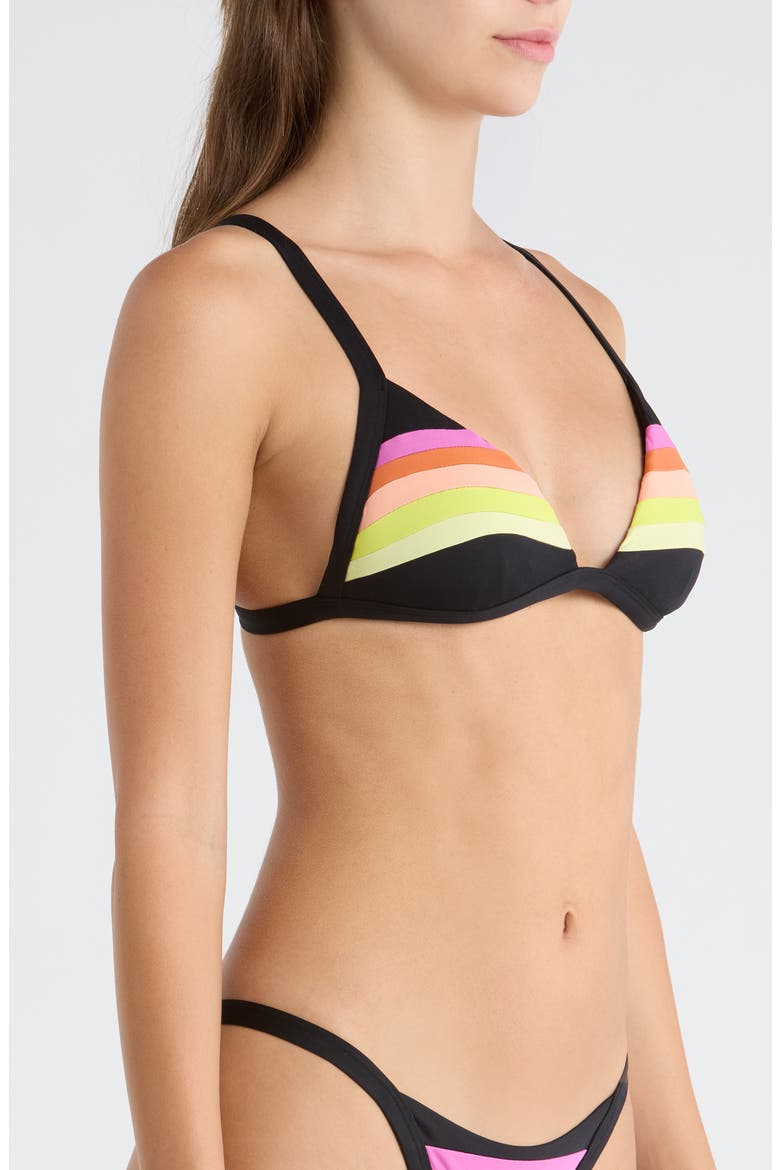 Surf Stripe Triangle Bikini Top, Alternate, color, BLACK