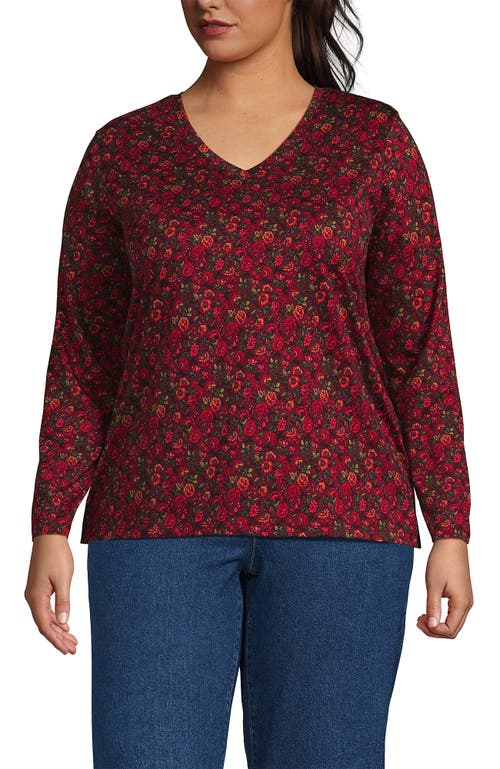 Lands' End Supima Cotton Long Sleeve V-neck T-shirt In Multi