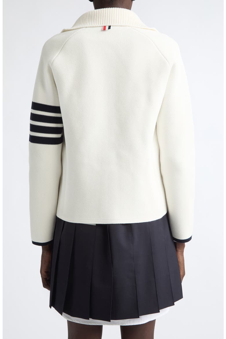 Double Face Pique Stitch Cardigan, Alternate, color, WHITE