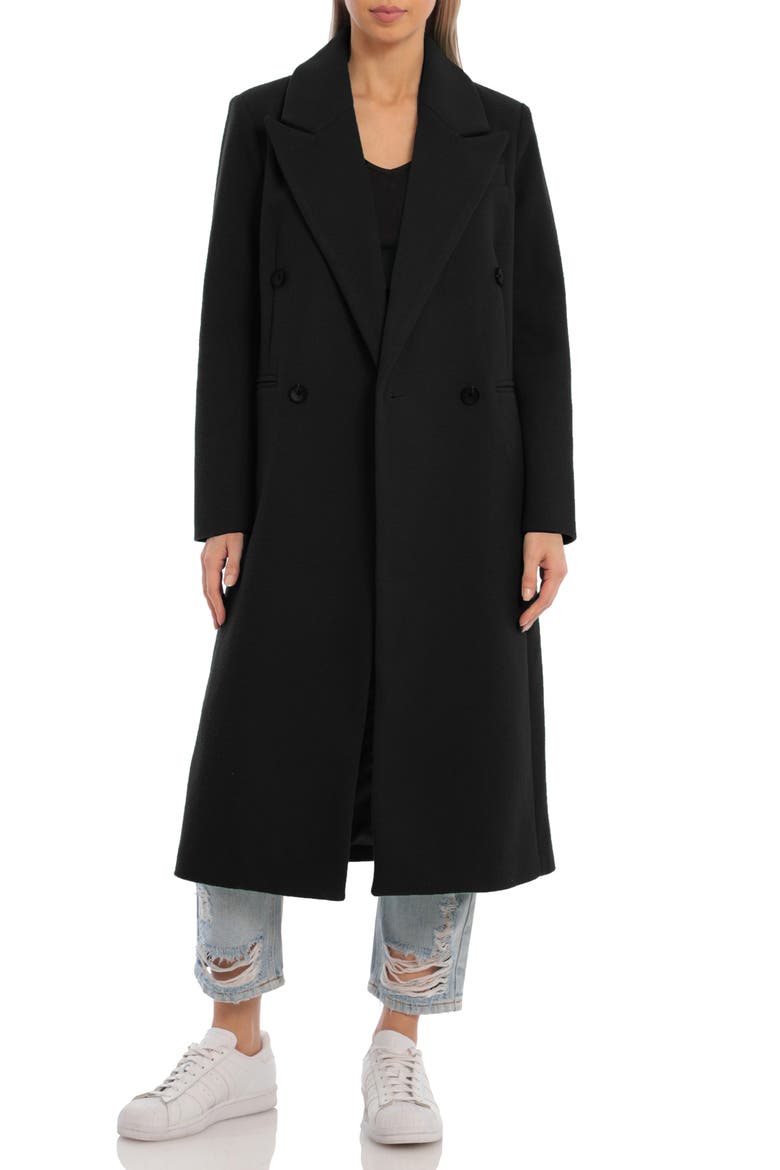 Tailored Double Breasted Coat, Main, color, BLACK