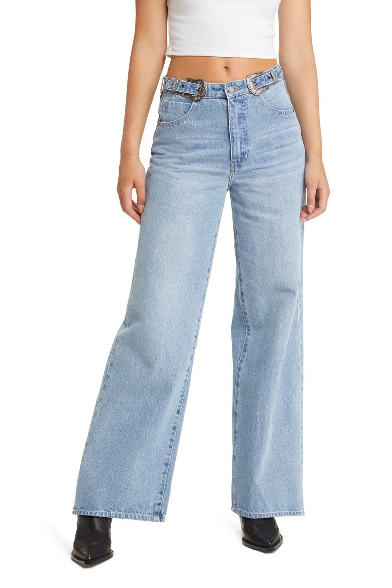 Western Buckle Wide Leg Jeans, Main, color, INDIGO