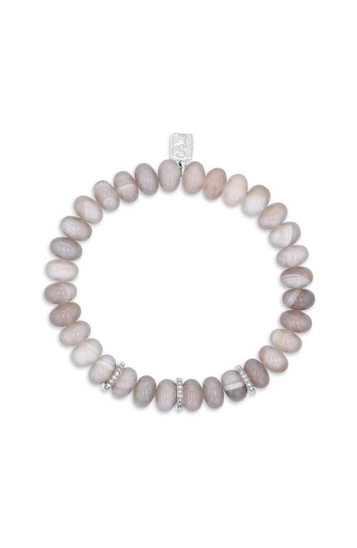 Sheryl Lowe Botswana Agate Bracelet With 3 Diamond Rondelles In Pink