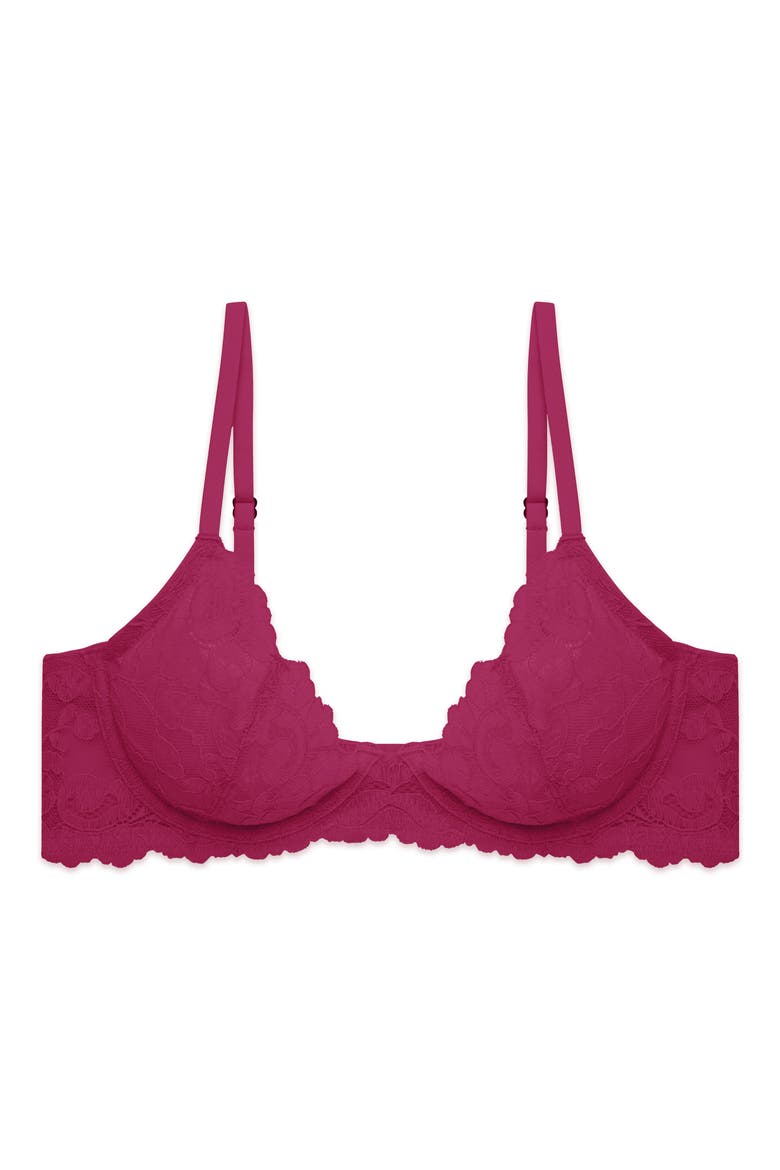 Peony Unlined Lace Underwire Bra, Alternate, color, DARK RASPBERRY