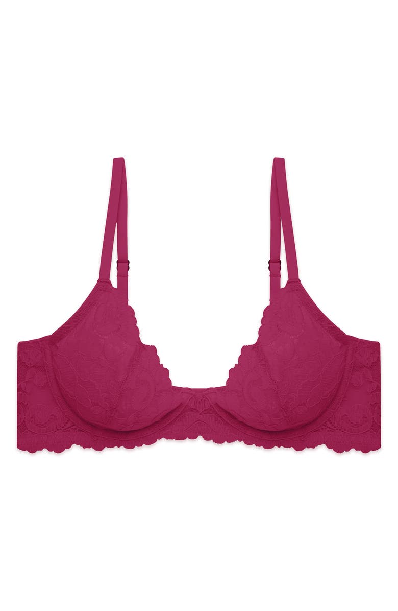 Natori Peony Unlined Lace Underwire Bra, Alternate, color, Dark Raspberry