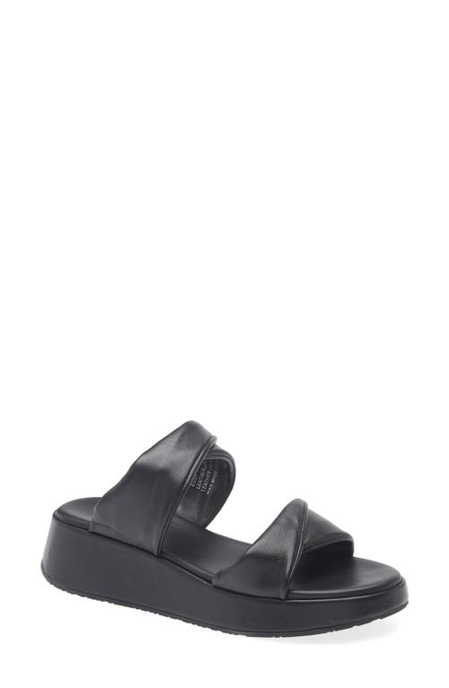 Chocolat Blu Essa Platform Wedge Slide Sandal In Black Leather