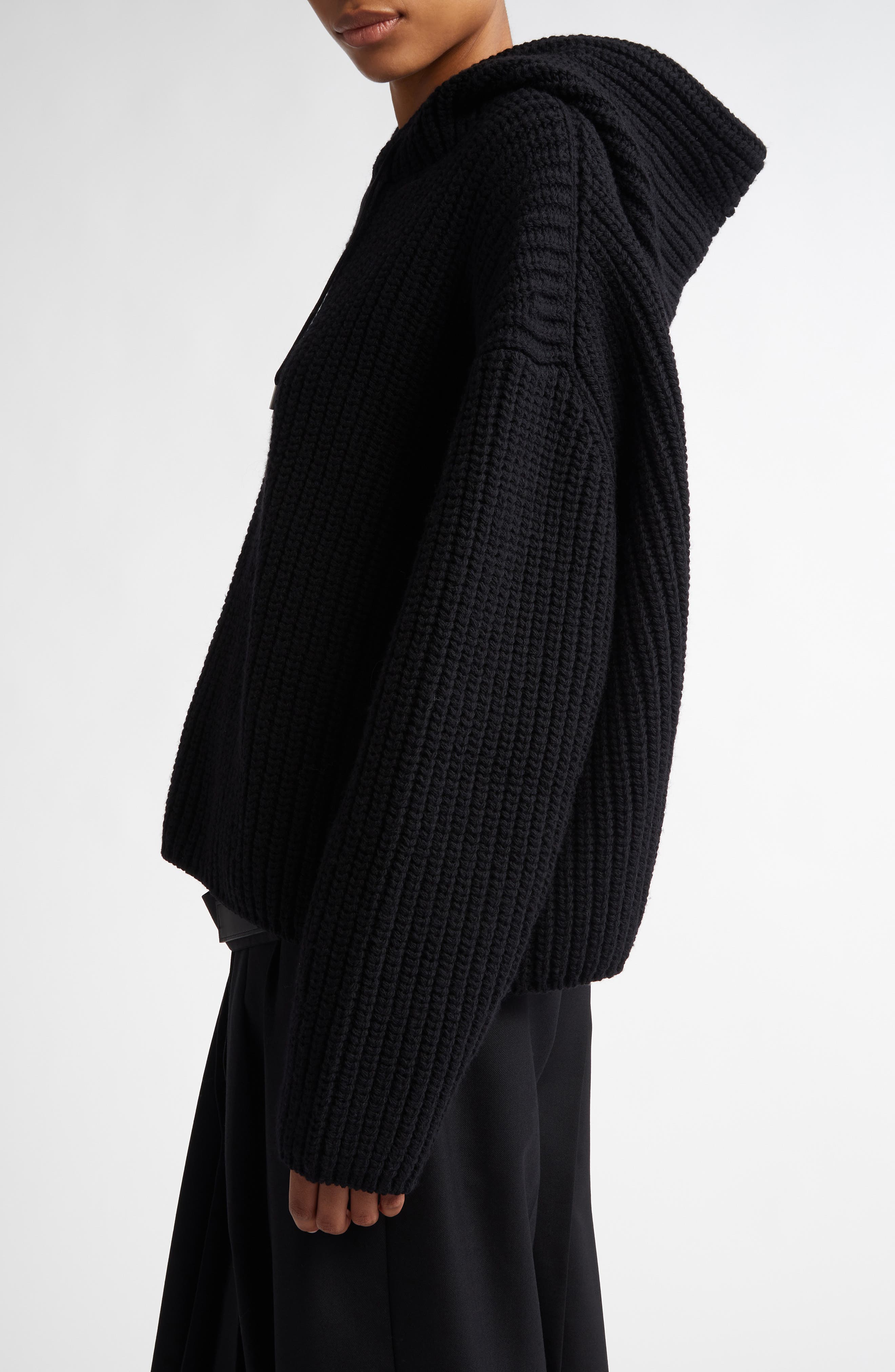 Junya Watanabe Wool Rib Sweater Hoodie (Women) | Nordstrom