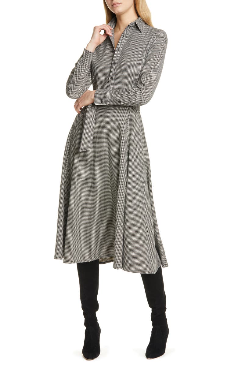 Polo Ralph Lauren Houndstooth Long Sleeve Midi Dress, Main, color,