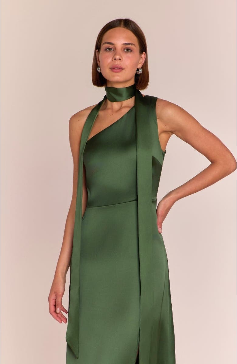 Rewritten Porto One Shoulder Dress, Alternate, color, Olive Green