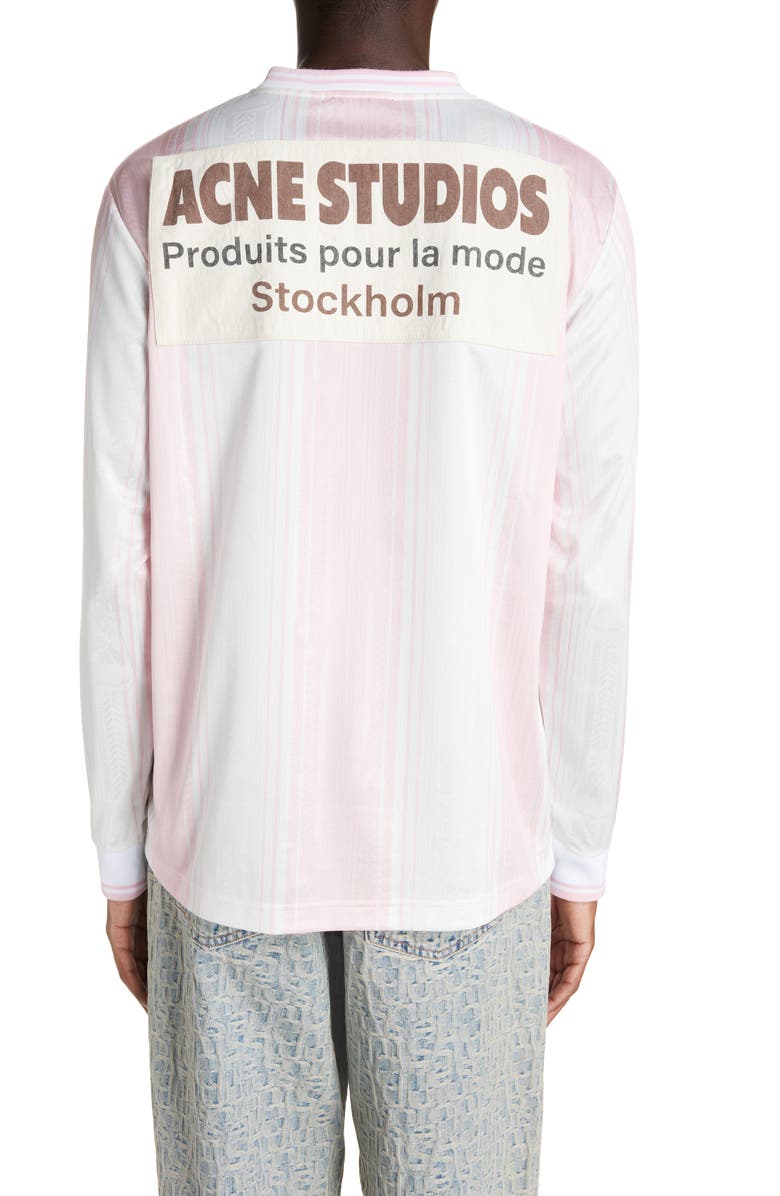 Acne Studios Embroidered Logo Stripe Long Sleeve Graphic T-Shirt, Alternate, color, 