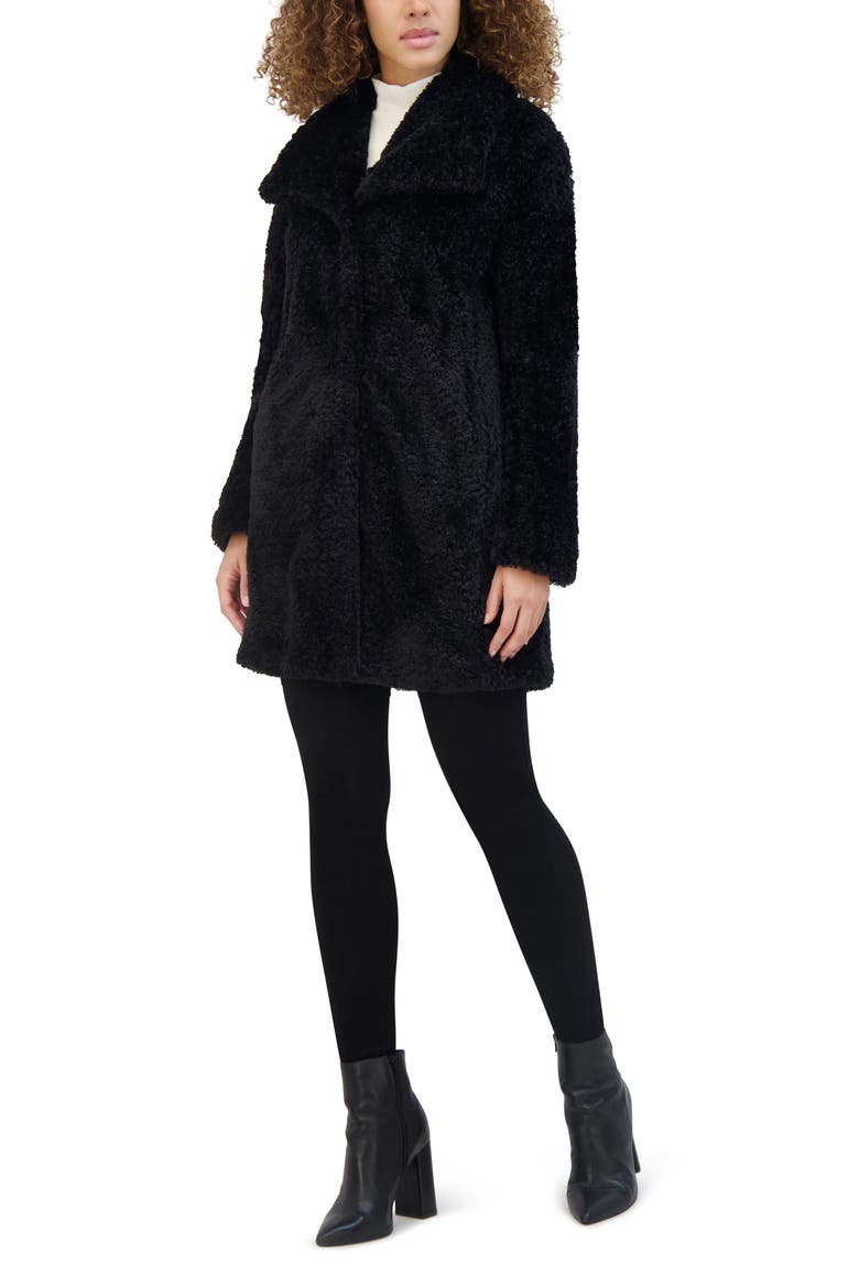 Textured Faux Fur Jacket, Alternate, color, BLACK