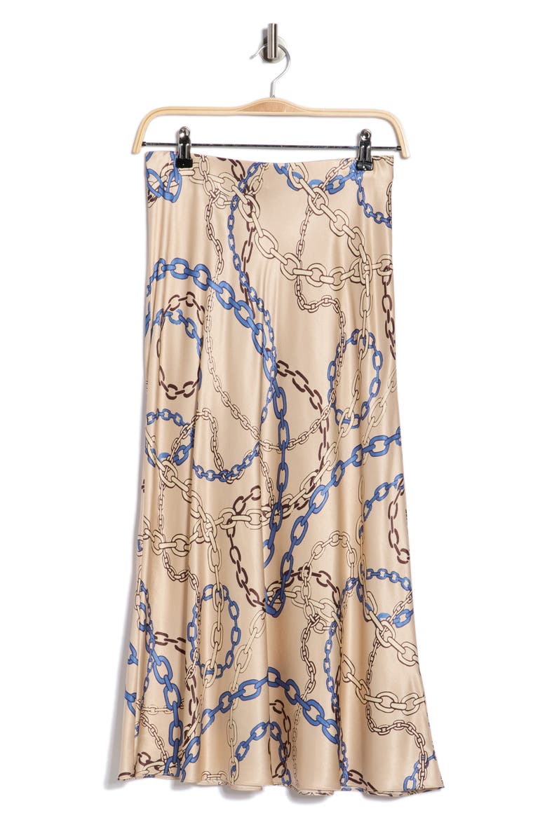 Anya Print Satin Midi Skirt, Alternate, color, CHAIN LINKS