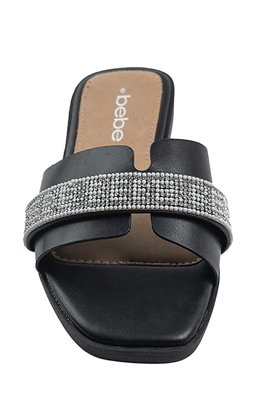 Bebe Rhinestone Slide Sandal In Black/white