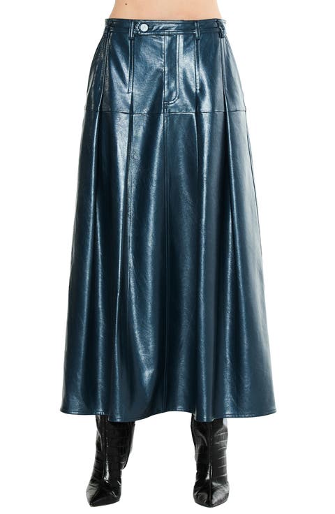 Felicia Faux Leather Midi Skirt