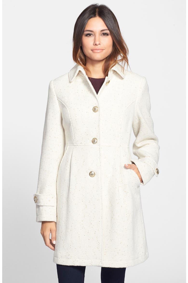 Flecked Babydoll Walking Coat, Main, color, VANILLA