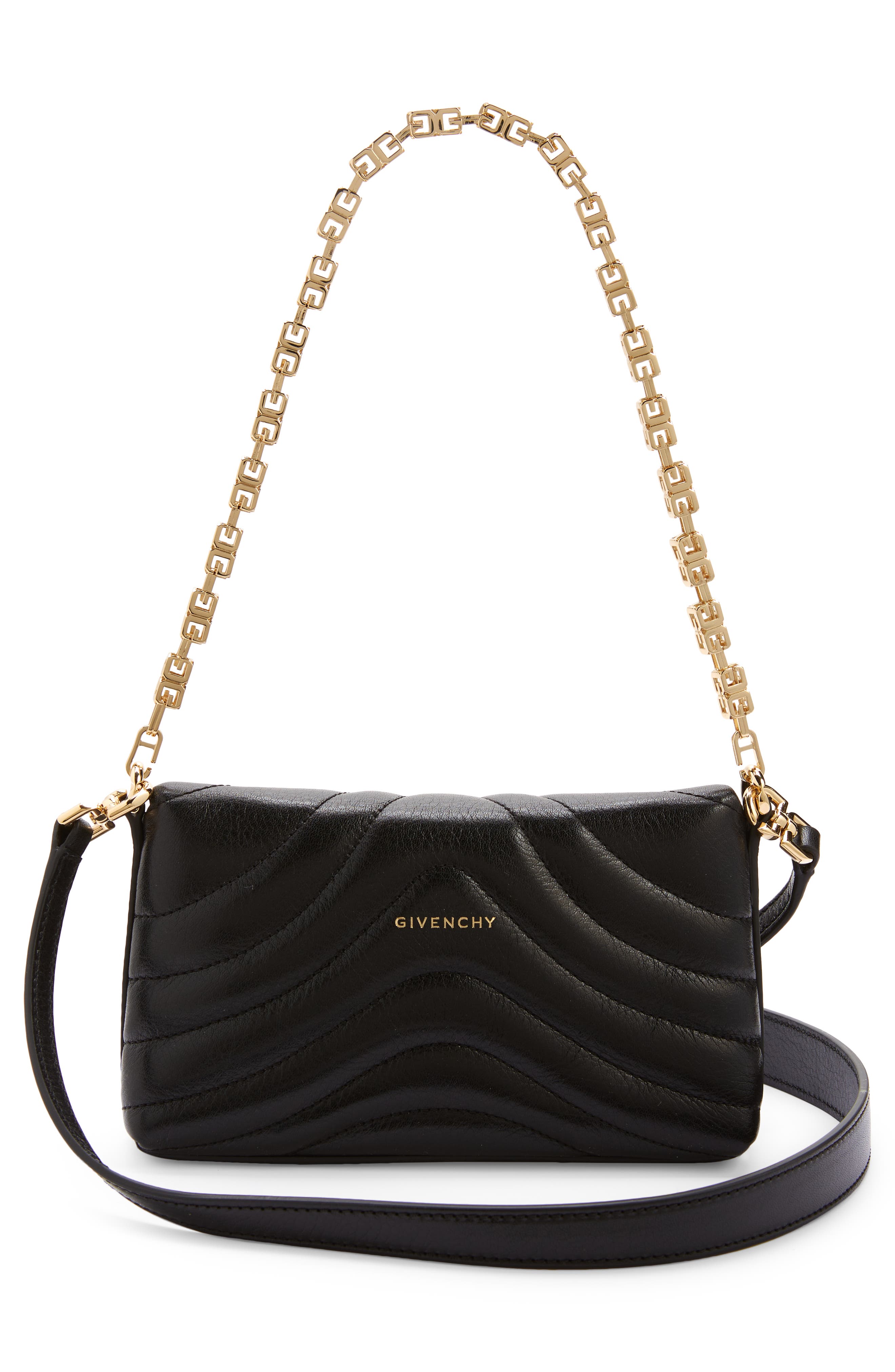 Micro 4G Soft Quilted Metallic Leather Crossbody Bag, Alternate, color, BLACK
