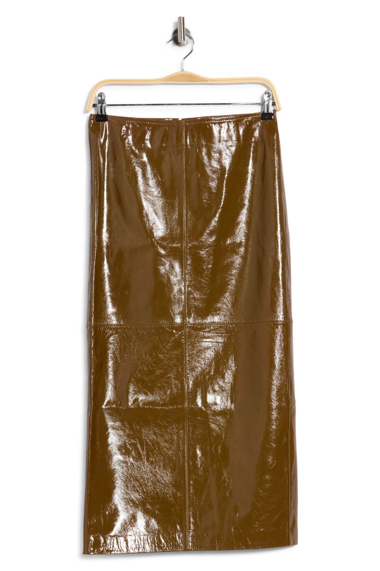 Marta Leather Midi Skirt, Main, color, SADDLE
