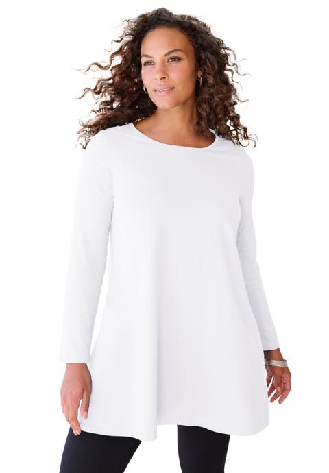 Ultimate Long Sleeve Crewneck Swing Tunic (Plus)