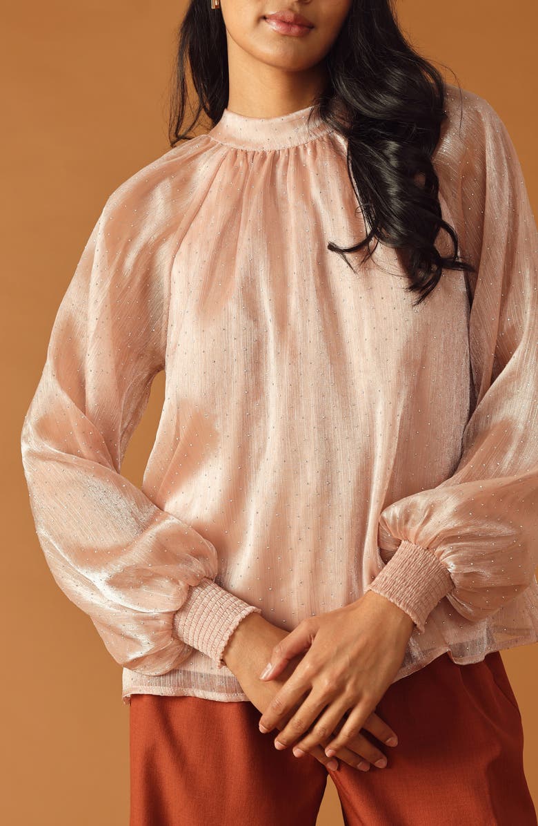 FLYING TOMATO Embellished Long Sleeve Top, Alternate, color, Rose