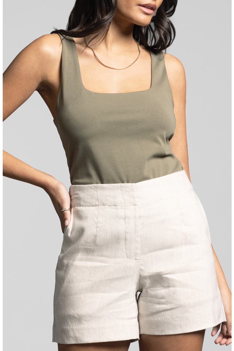Gemma Pima Cotton Square Neck Tank, Main, color, SMOKEY OLIVE