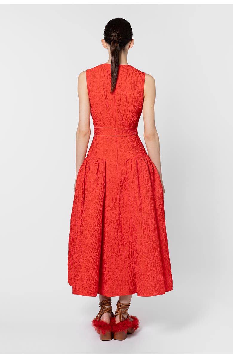 Roksanda Aya Cloque Midi Dress, Alternate, color, Rouge