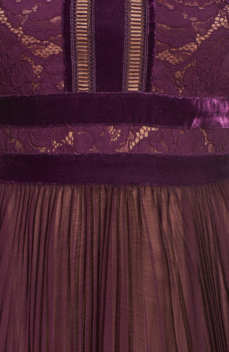 Tadashi Shoji Pleated Lace & Chiffon Gown, Alternate, color,