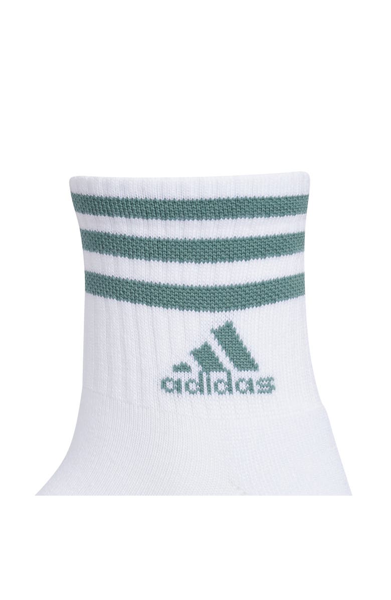 adidas Cushioned 3-Pack High Quarter Socks, Alternate, color, White/ Teal Green/ Mint Green
