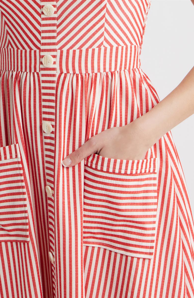 ZOE AND CLAIRE Stripe Patch Pocket Sundress, Alternate, color, Red