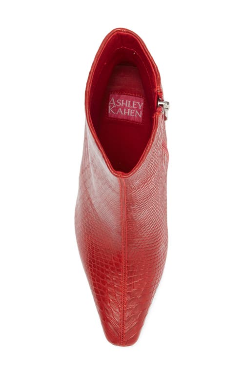 Ashley Kahen Glam Snakeskin Embossed Boot In Red