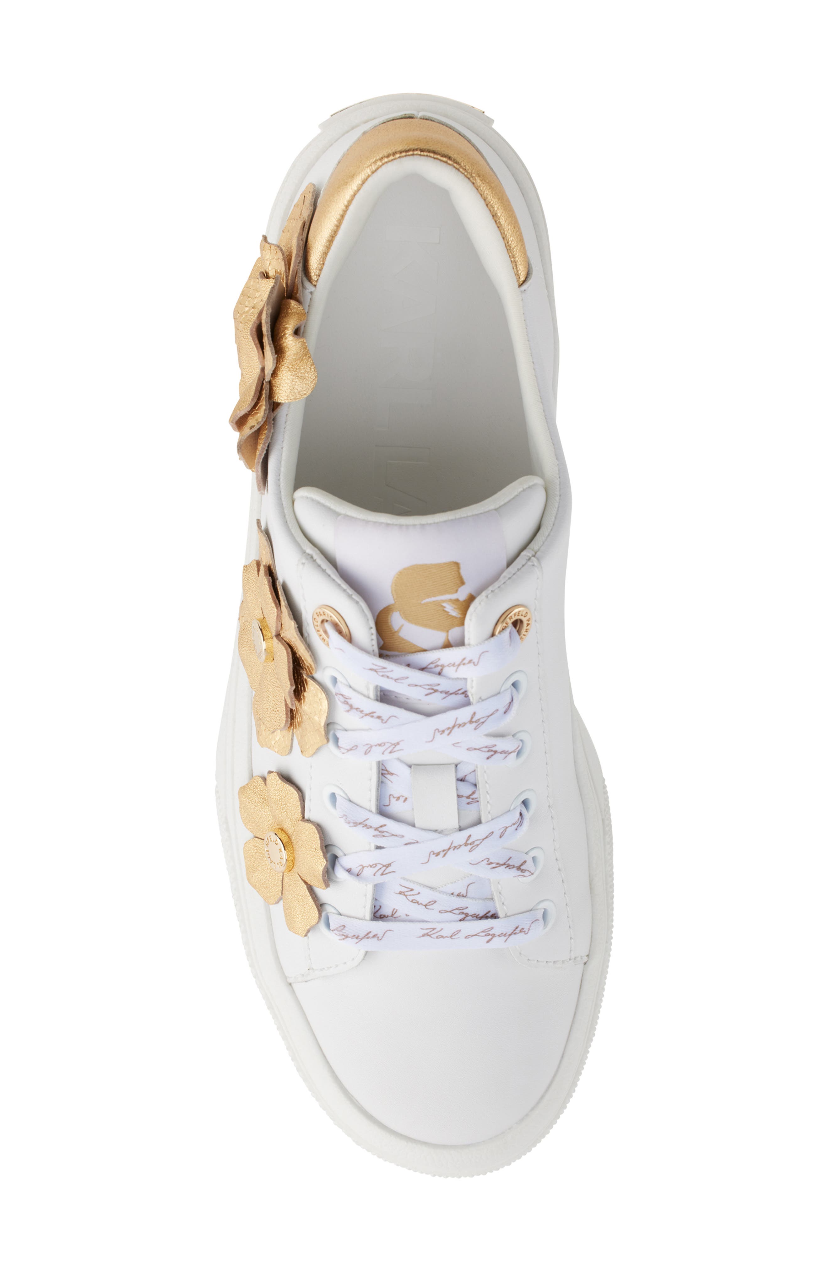 KARL LAGERFELD PARIS Georgia Sneaker, Alternate, color, Bright White/ Gold