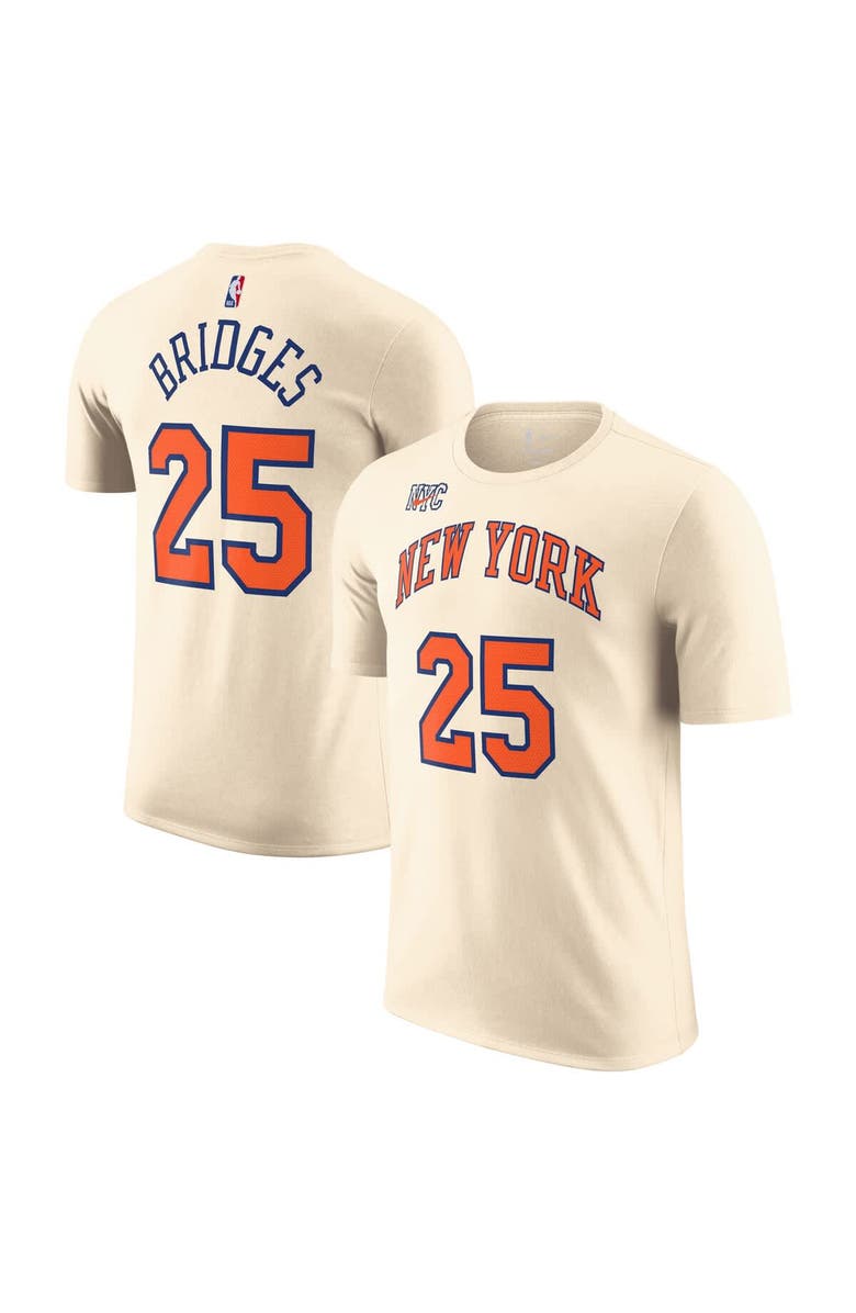 Nike Unisex Nike Mikal Bridges Cream New York Knicks 2025/26 City Edition Name & Number T-Shirt, Main, color, Cream